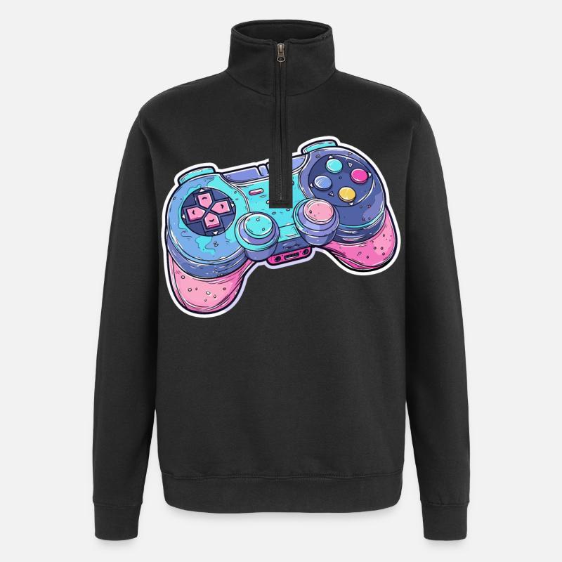 Graphismes de manette de jeu - Sweat à zip 1/4 - noir