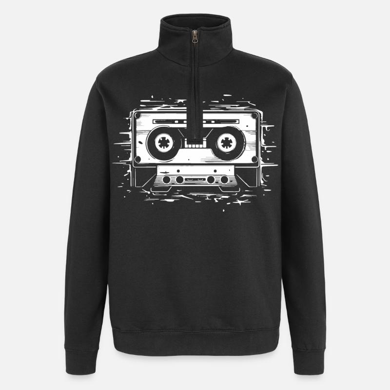 Compact Cassette - Quarter-Zip Sweatshirt - black