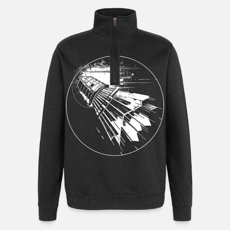 Croquis de badminton - Sweat à zip 1/4 - noir