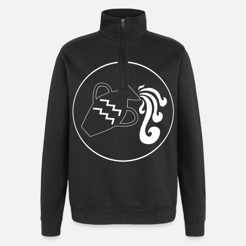 Signe du zodiaque verseau (blanc) - Sweat à zip 1/4 - noir