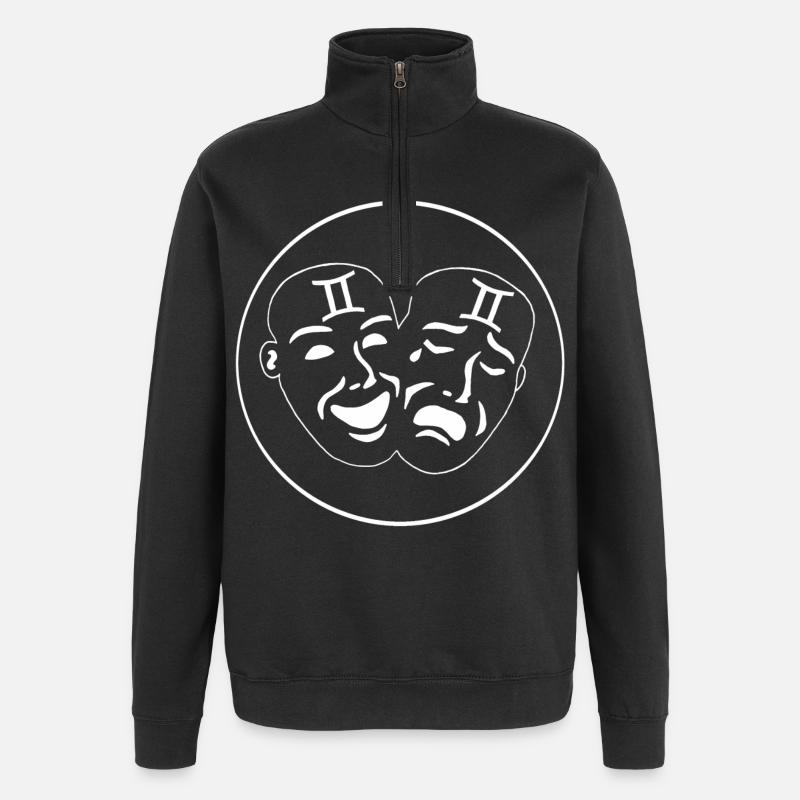 Zwillinge Sternzeichen (weiß) - Quarter-Zip-Sweatshirt - Schwarz