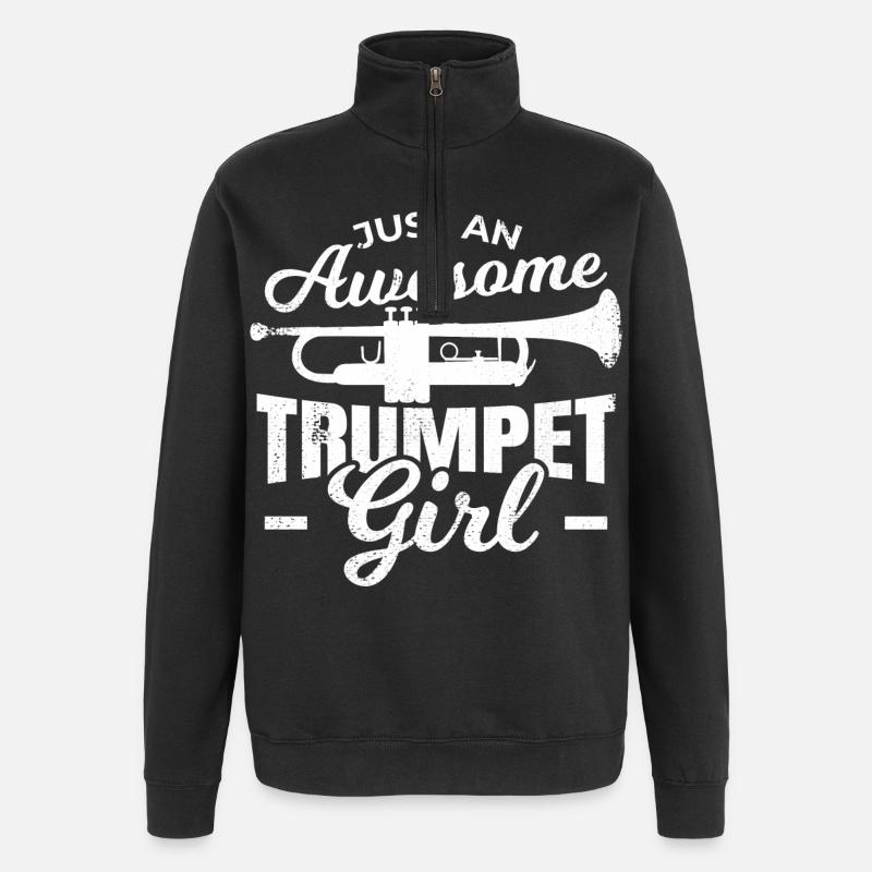 Trompeten Mädchen - Quarter-Zip-Sweatshirt - Schwarz