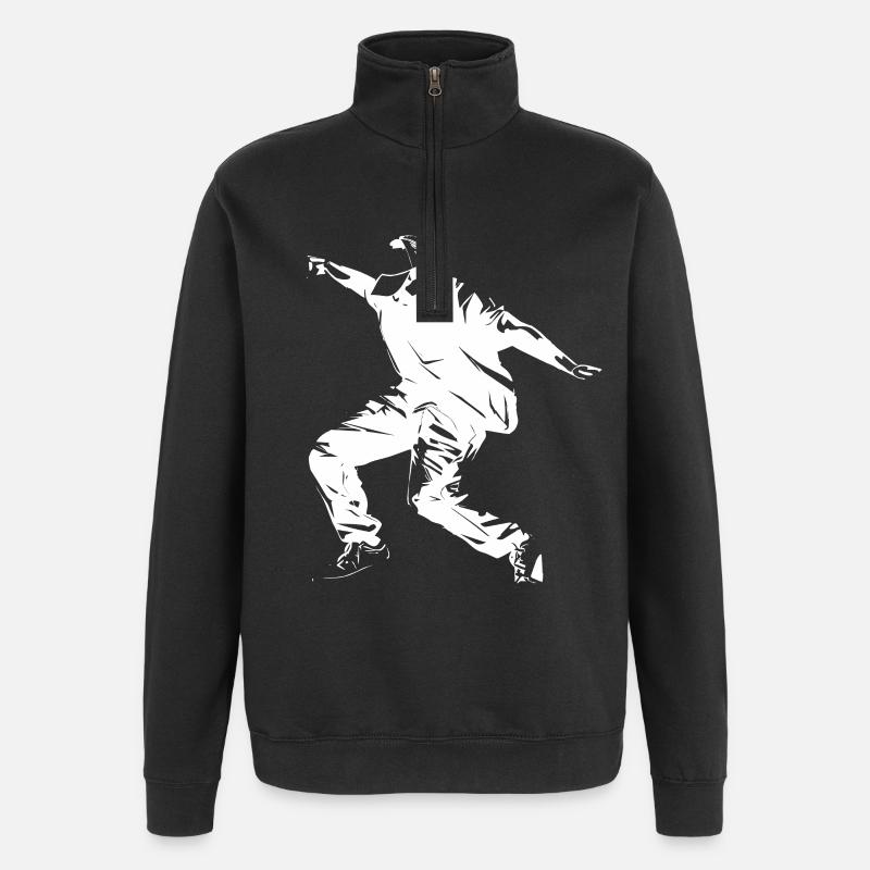 Croquis de breakdance - Sweat à zip 1/4 - noir