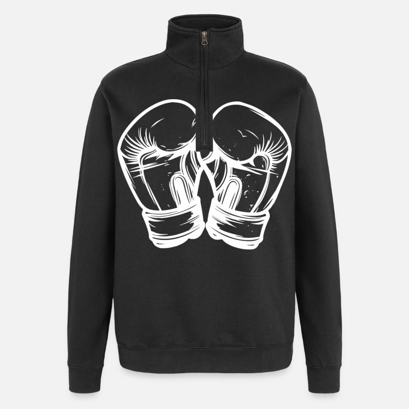 Dessin de gants de kickboxing - Sweat à zip 1/4 - noir