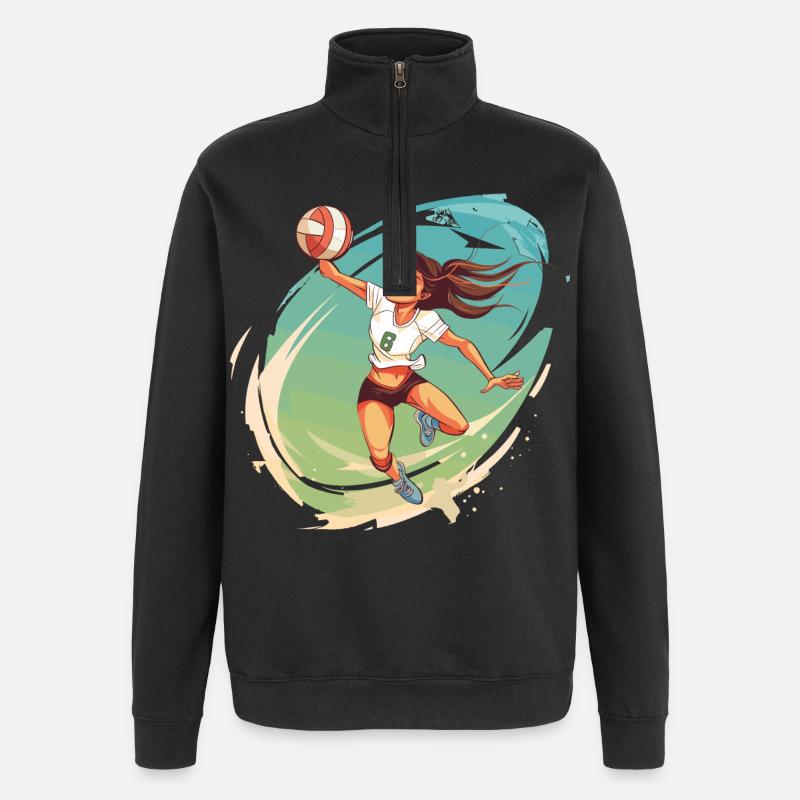 Volleyball Player Comic Style - Quarter-Zip Sweatshirt - black