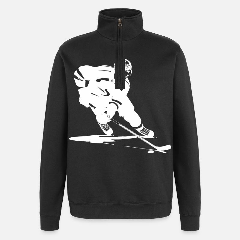 Eishockey Grafik - Quarter-Zip-Sweatshirt - Schwarz