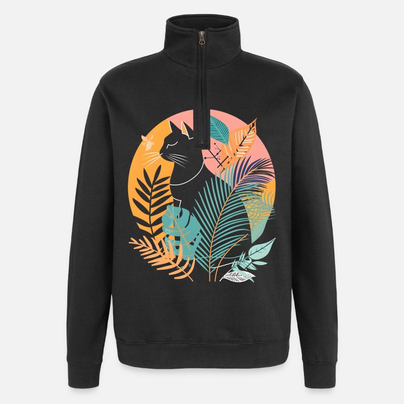 Portrait d’un chat - Sweat à zip 1/4 - noir
