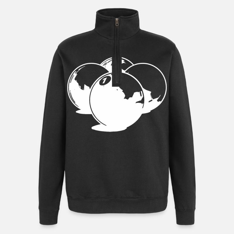 Dessin de boules de billard - Sweat à zip 1/4 - noir
