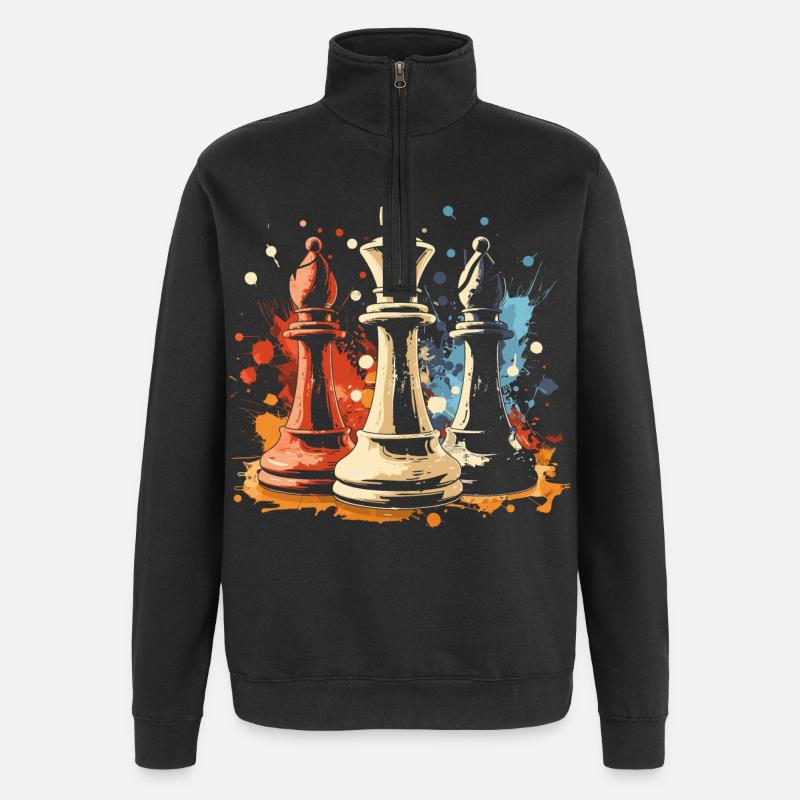 Chess Bishop and King Graffiti - Quarter-Zip Sweatshirt - black