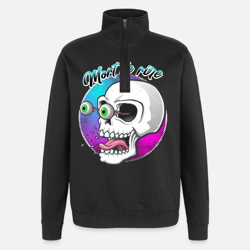 Mort de rire - Sweat à zip 1/4 - noir