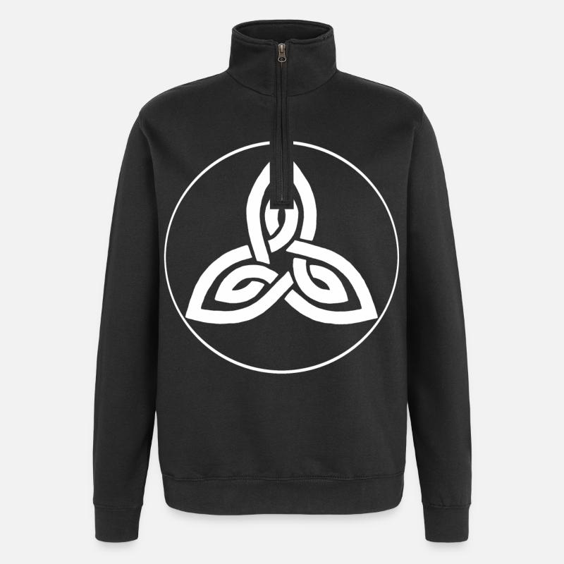 Weiße keltische Blume - Quarter-Zip-Sweatshirt - Schwarz