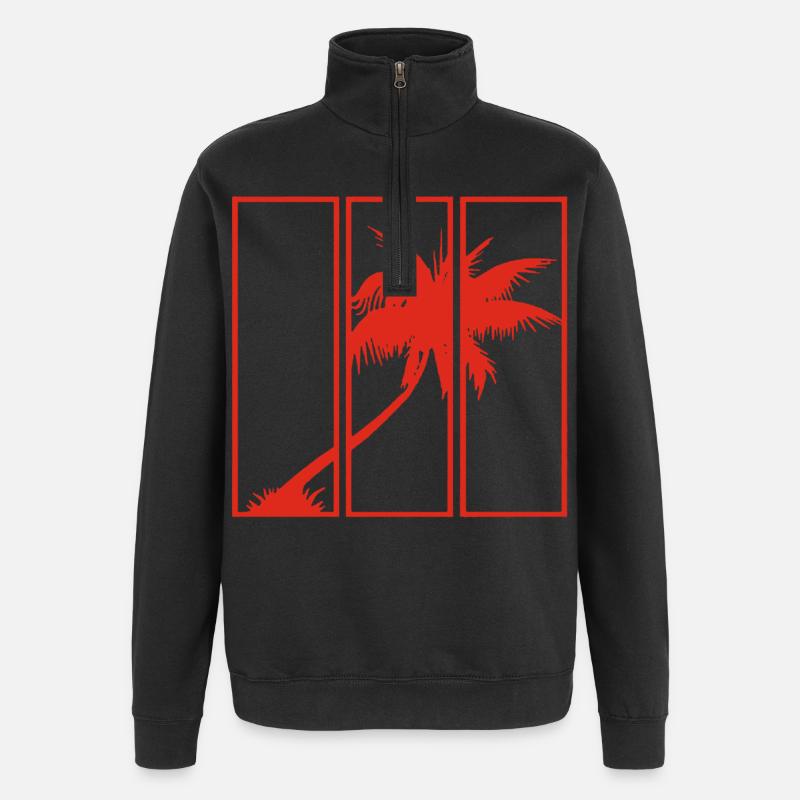 Vue sur les vacances (rouge) - Sweat à zip 1/4 - noir