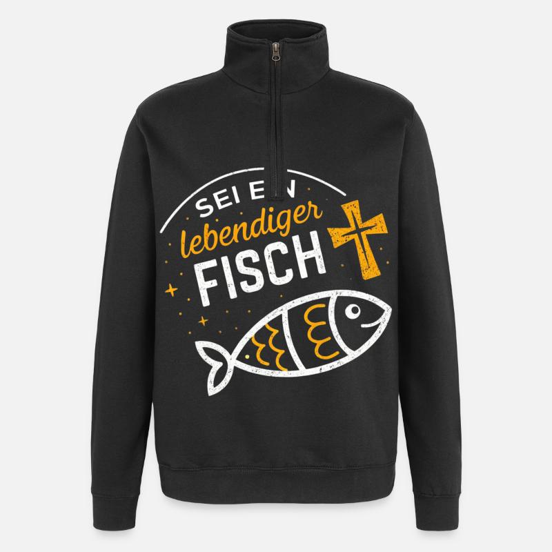 Lebendiger Fisch Zitat Illustration - Quarter-Zip-Sweatshirt - Schwarz