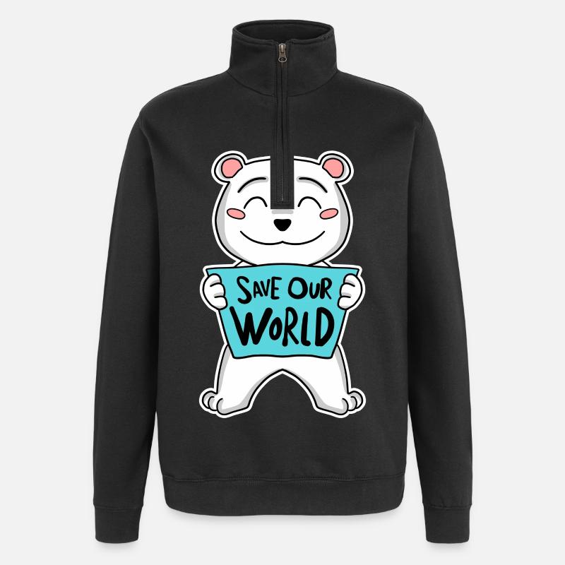 Bär Klima Klimaschutz Schutz - Quarter-Zip-Sweatshirt - Schwarz