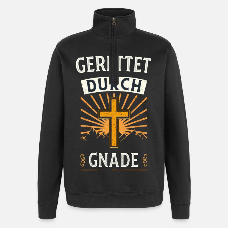 Gerettet durch Gnade - Quarter-Zip-Sweatshirt - Schwarz