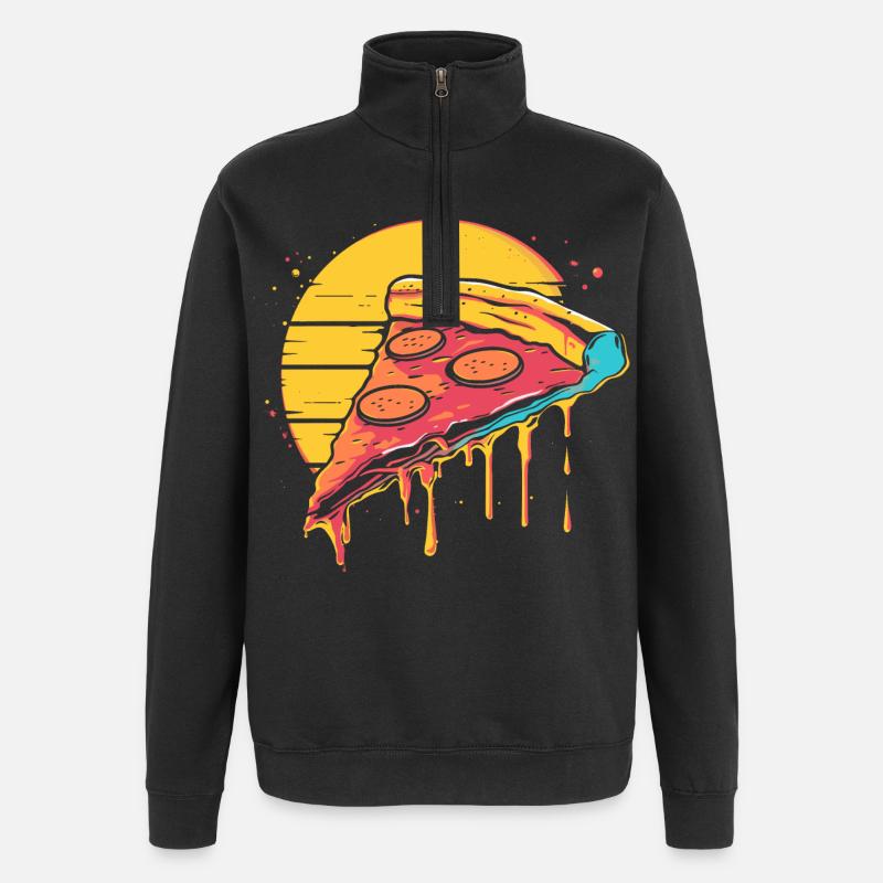 Illustration de tranche de pizza - Sweat à zip 1/4 - noir