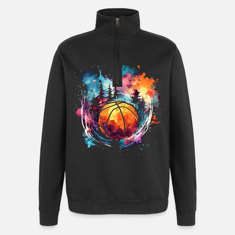 Œuvres d’art de basket-ball - Sweat à zip 1/4 - noir