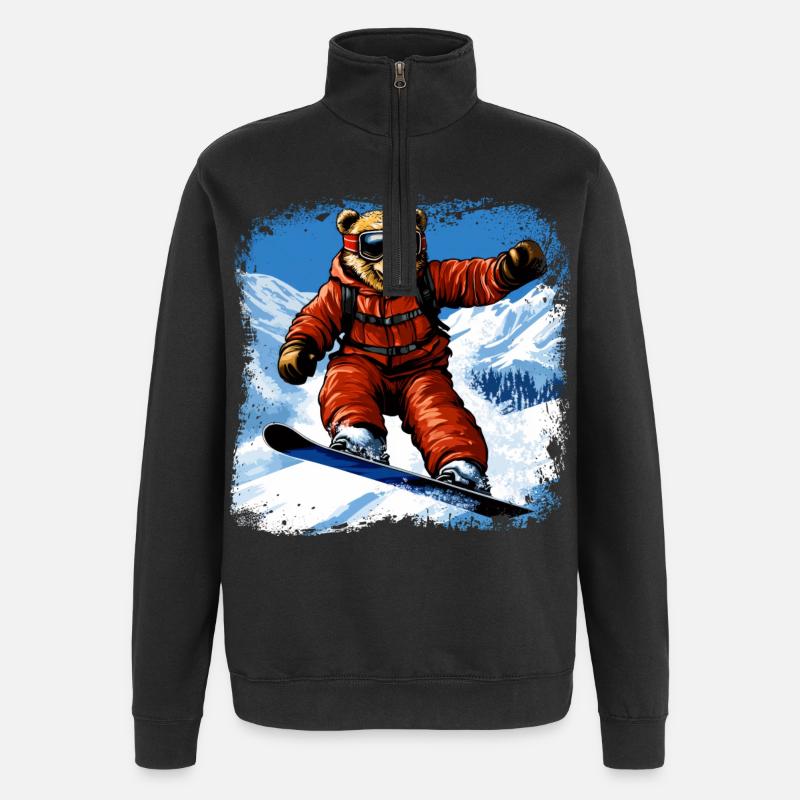 Bär Snowboard - Quarter-Zip-Sweatshirt - Schwarz