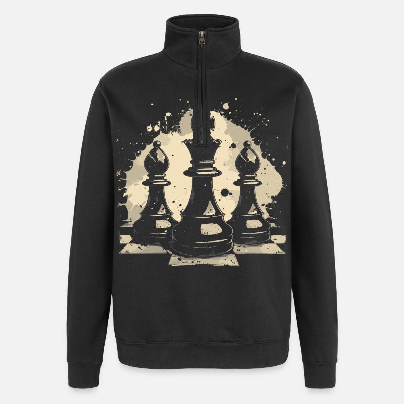 Graffiti d’échecs - Sweat à zip 1/4 - noir