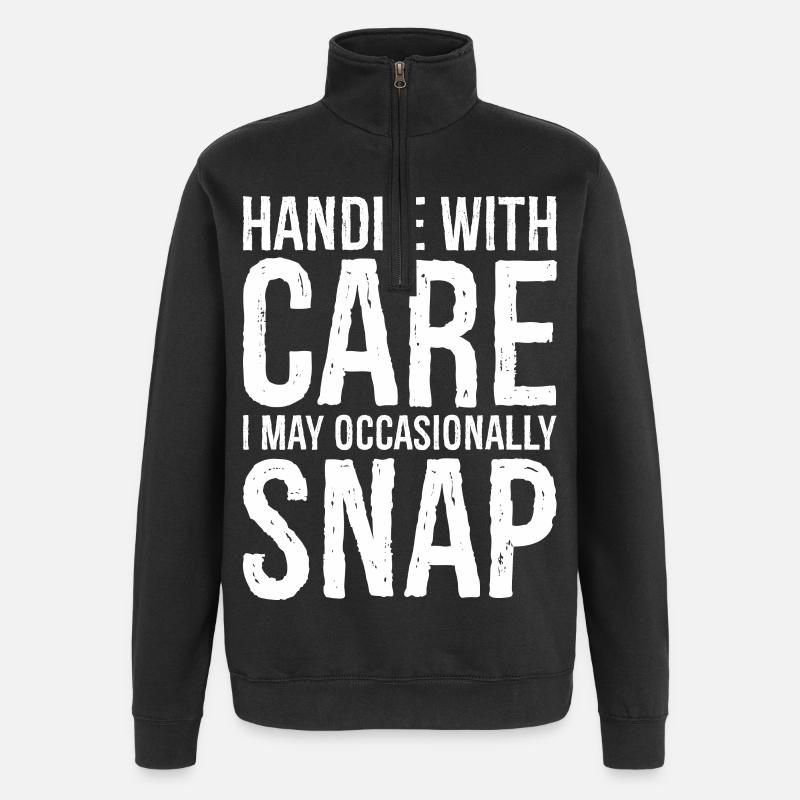 Handle with care - Quarter-Zip Sweatshirt - black