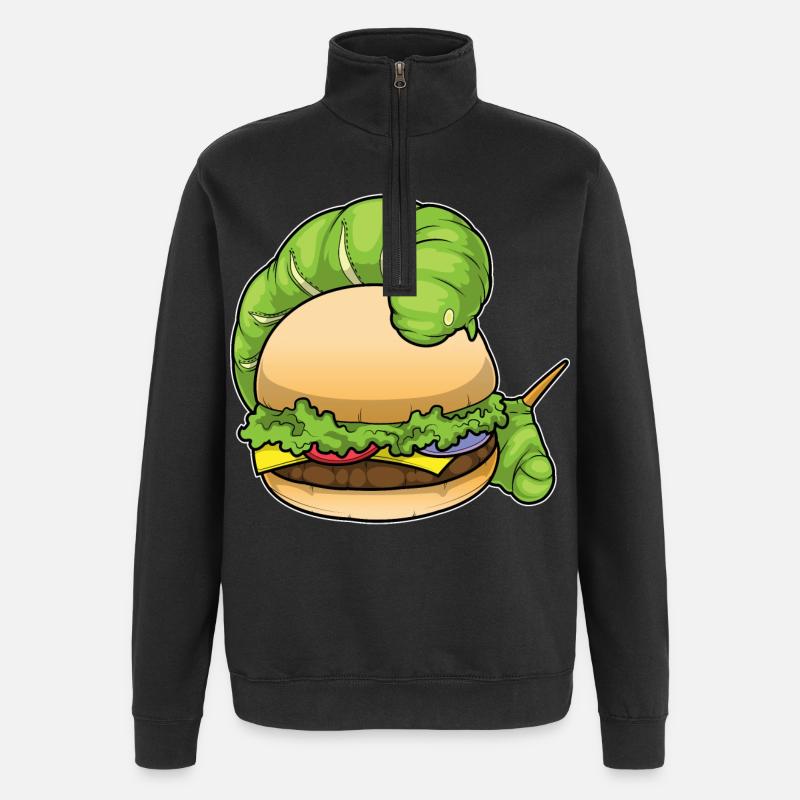 Raupe Cheeseburger - Quarter-Zip-Sweatshirt - Schwarz