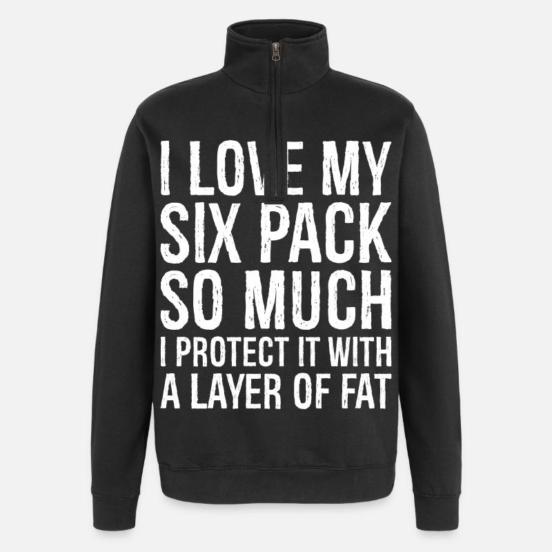 Ich liebe mein Sixpack so sehr - Quarter-Zip-Sweatshirt - Schwarz