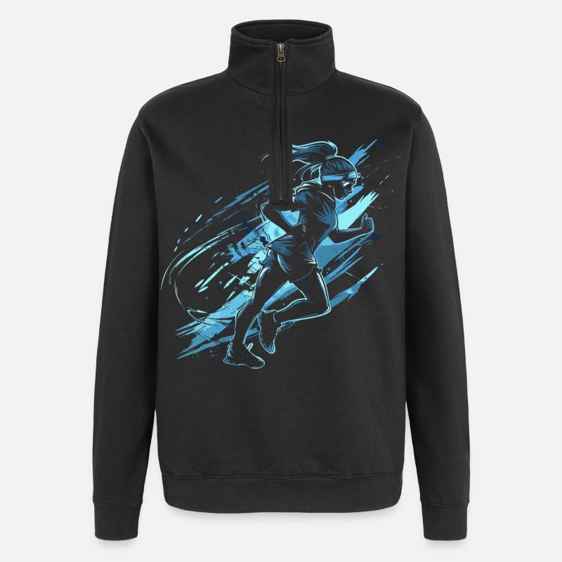 Graphique du coureur - Sweat à zip 1/4 - noir