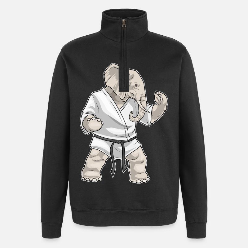 Elefant Karate Kampfsport - Quarter-Zip-Sweatshirt - Schwarz
