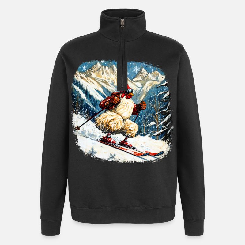 Poulet de ski - Sweat à zip 1/4 - noir