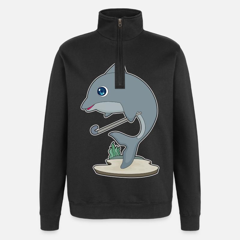 Delfin Feldhockey Hockeyschläger - Quarter-Zip-Sweatshirt - Schwarz