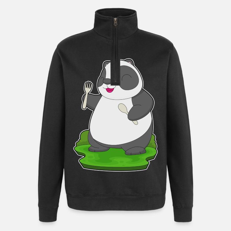 Fourchette cuillère panda - Sweat à zip 1/4 - noir