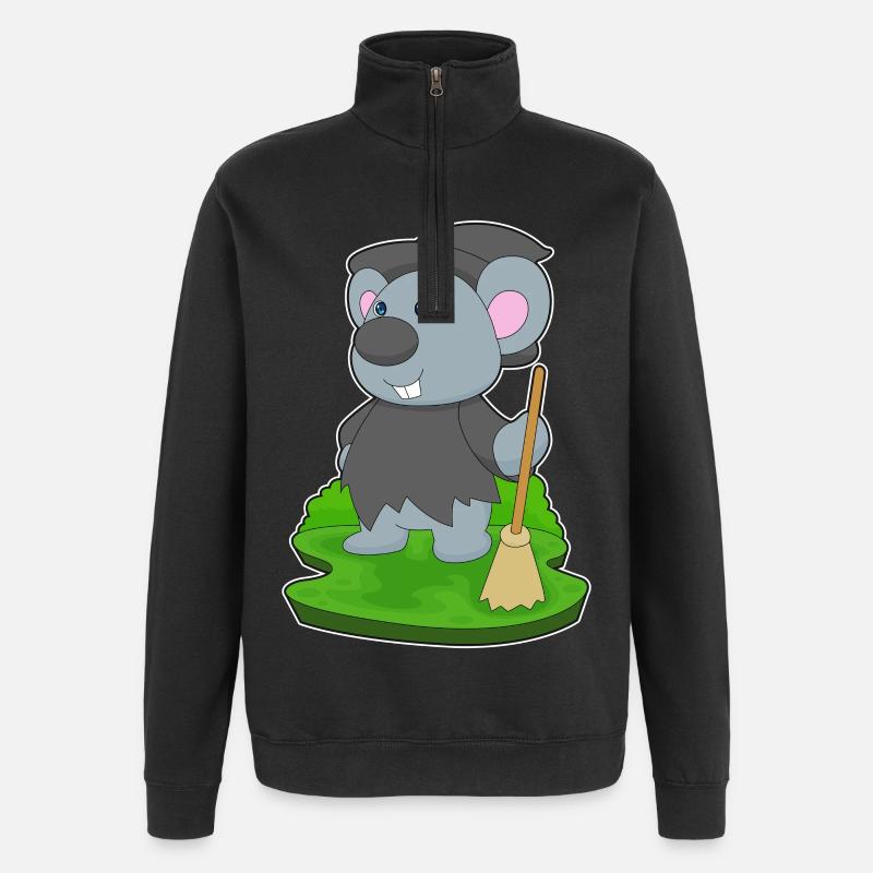 Souris Sorcière d’Halloween - Sweat à zip 1/4 - noir