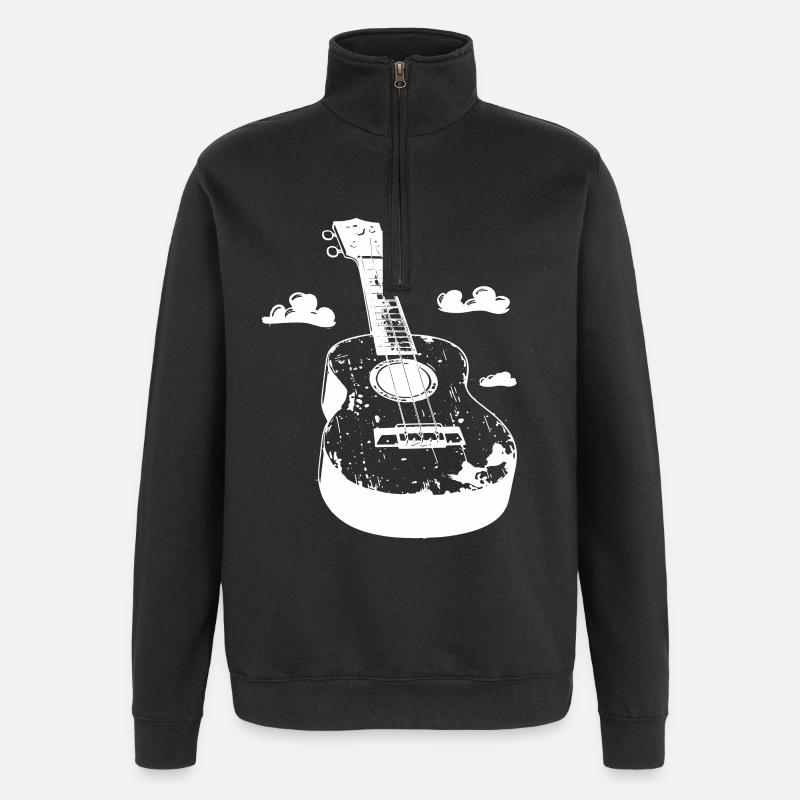 Ukulélé Cartoon Look - Sweat à zip 1/4 - noir