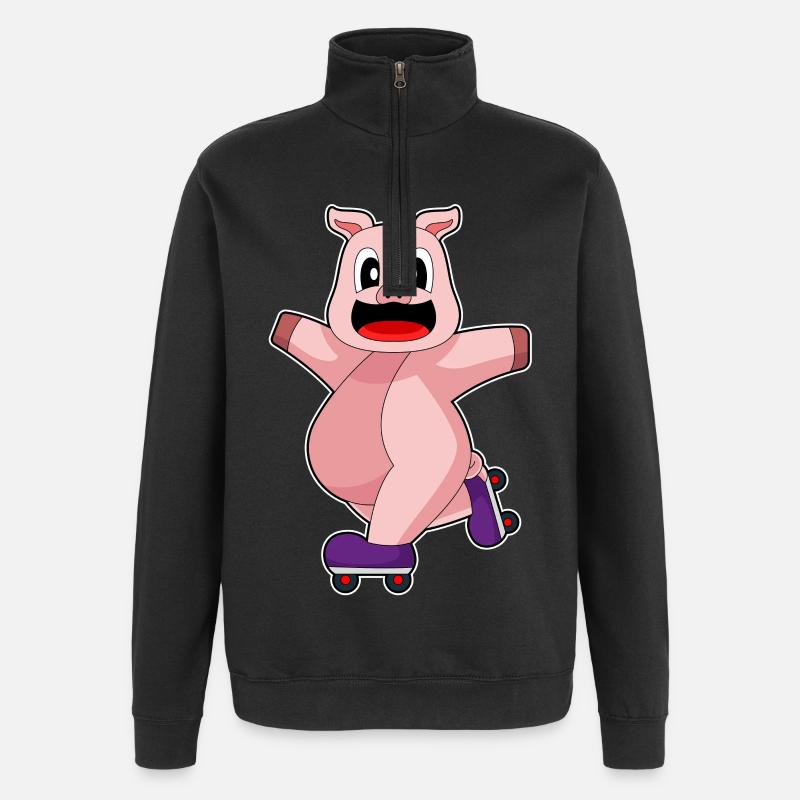 Schwein Inline skating Rollschuhe - Quarter-Zip-Sweatshirt - Schwarz