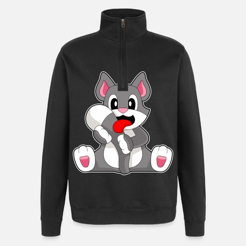 Funny Cat - Quarter-Zip Sweatshirt - black