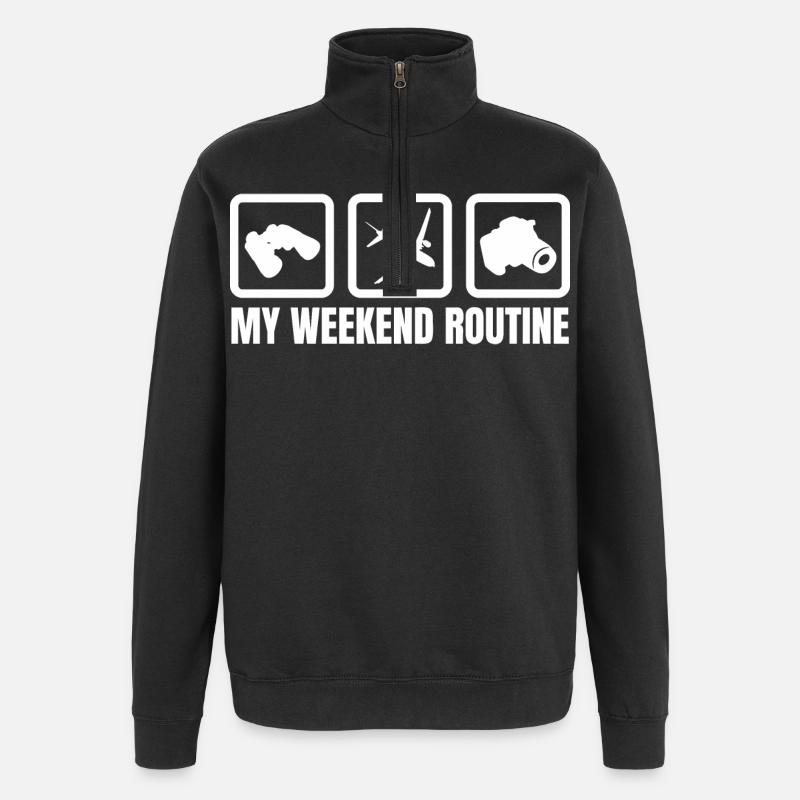 Flugzeugliebhaber Wochenende - Quarter-Zip-Sweatshirt - Schwarz