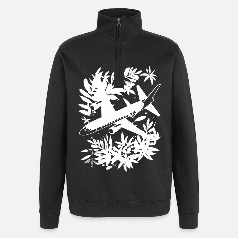 Flugzeug Comic Stil - Quarter-Zip-Sweatshirt - Schwarz
