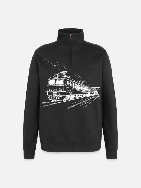 Railway Drawing - Quarter-Zip Sweatshirt - black