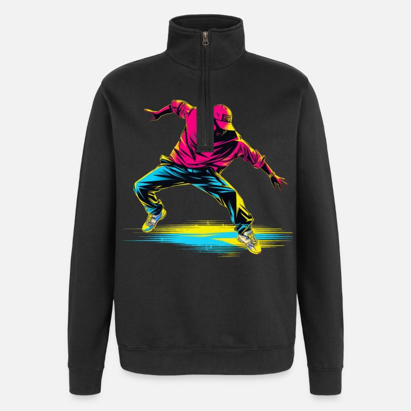 Breakdance Retrowave - Quarter-Zip Sweatshirt - black