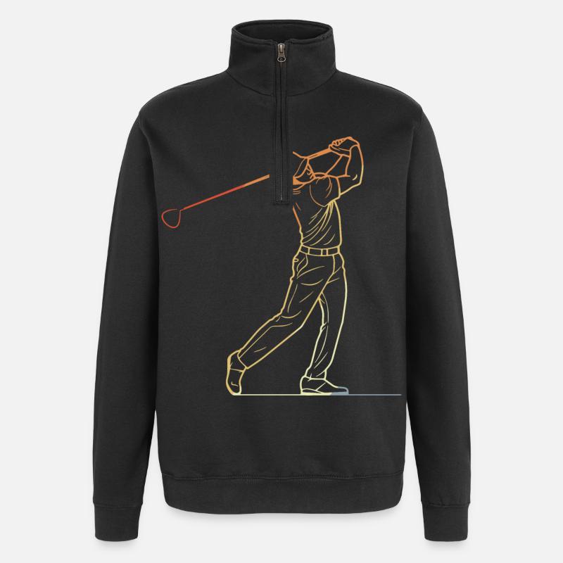 Dessin au trait du golfeur - Sweat à zip 1/4 - noir