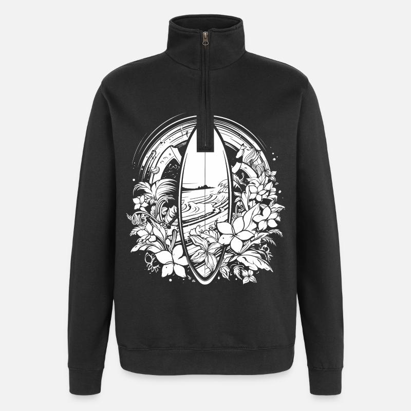 Surfboard Comic Style - Quarter-Zip Sweatshirt - black