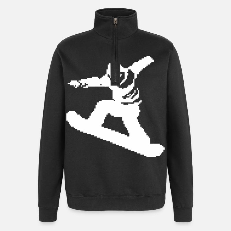 Graphique Pixel Snowboarder - Sweat à zip 1/4 - noir