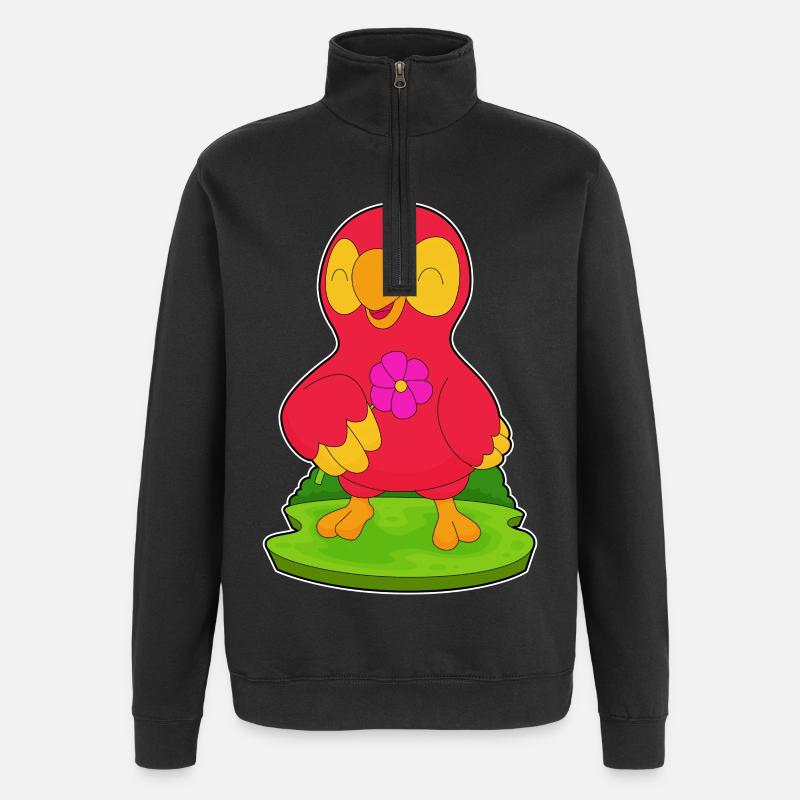 Fleur de perroquet - Sweat à zip 1/4 - noir