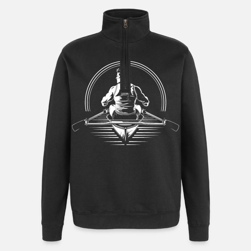 Rower Drawing - Quarter-Zip Sweatshirt - black