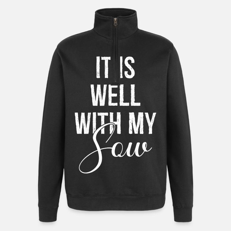 C’est bien avec ma truie - Sweat à zip 1/4 - noir