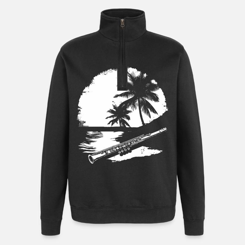 Flöte Grafik - Quarter-Zip-Sweatshirt - Schwarz