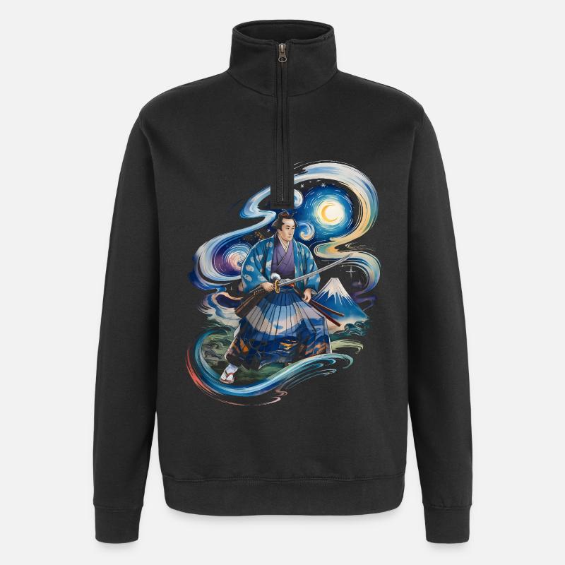Samurai Ronin Mount Fuji japanisch - Quarter-Zip-Sweatshirt - Schwarz