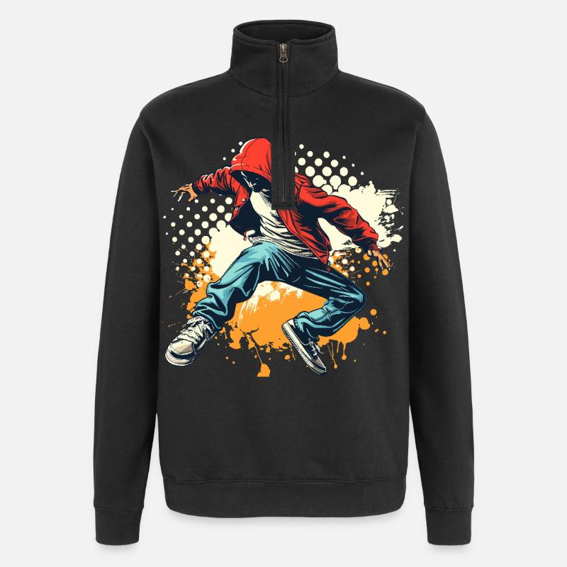 Breakdancer Grafik - Quarter-Zip-Sweatshirt - Schwarz