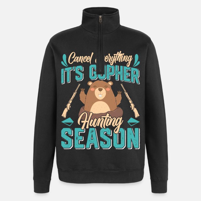 Murmeltier, Jäger, Jagd - Quarter-Zip-Sweatshirt - Schwarz