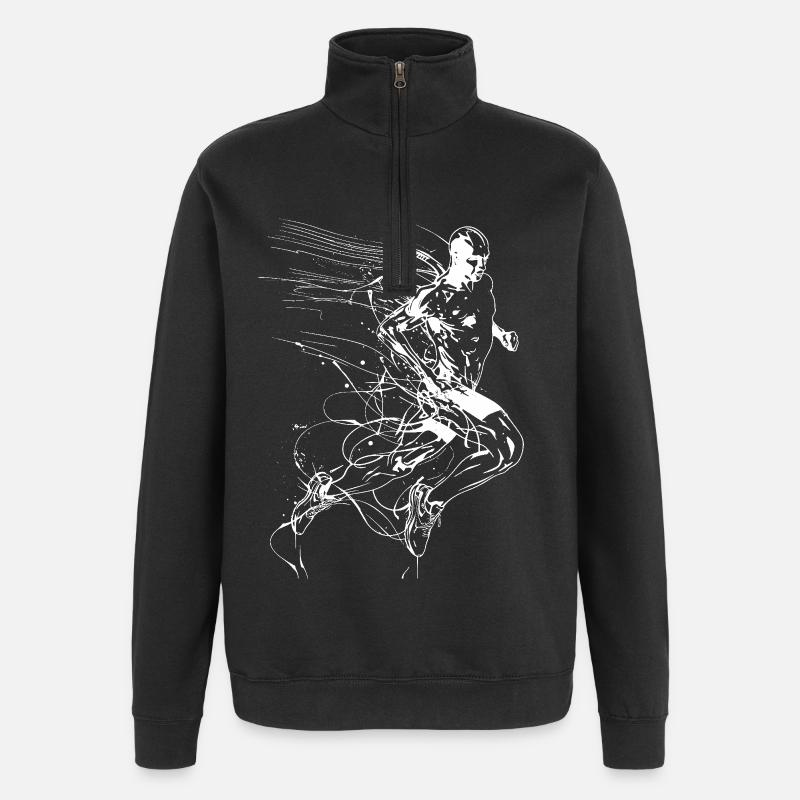Dessin au trait de joggeur - Sweat à zip 1/4 - noir